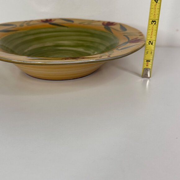 Handpainted Pier 1 Elizabeth Stoneware Bowl With Floral Design 9.5" - Picture 9 of 9